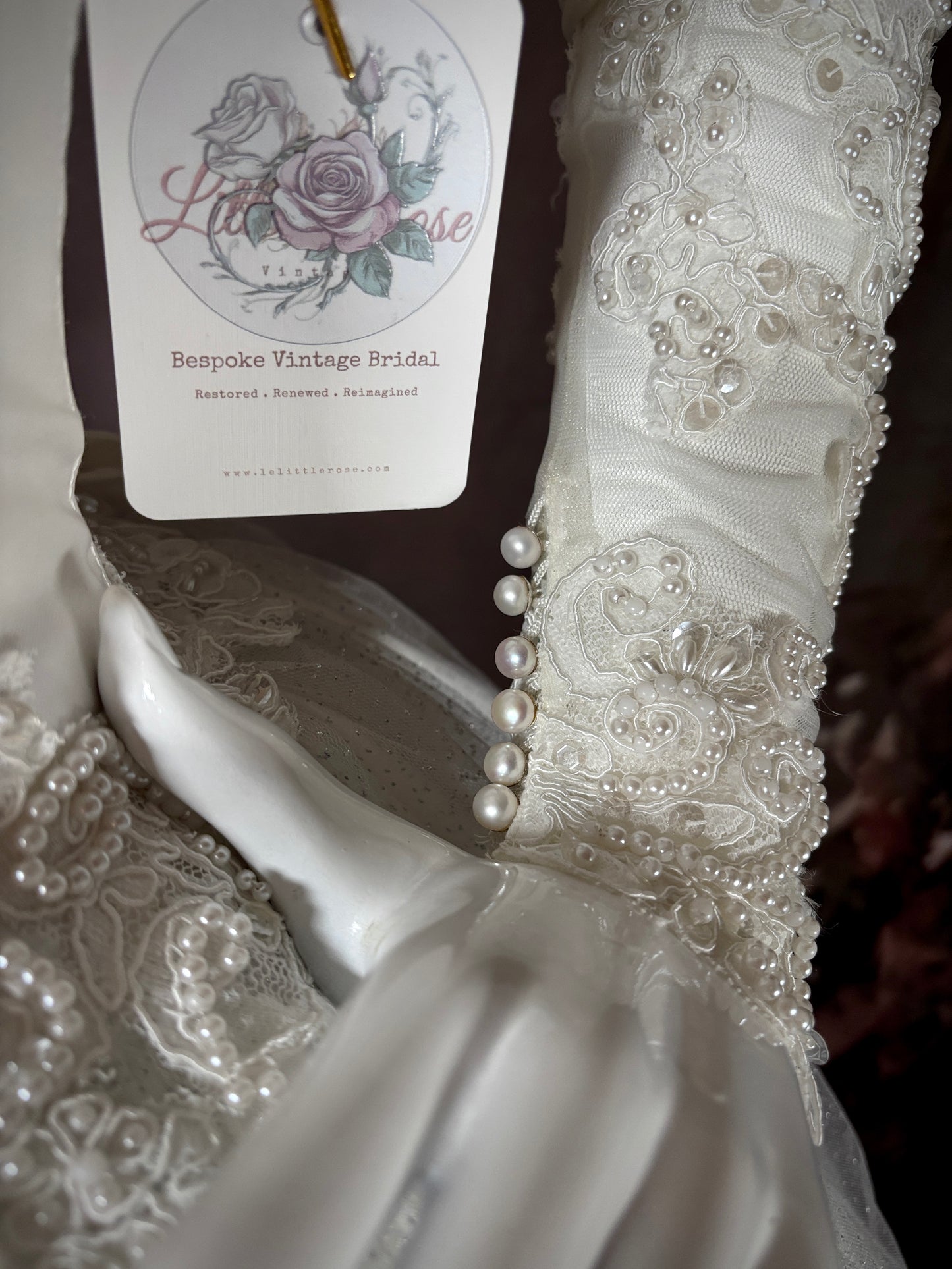 1980s Reimagined "Marie Antoinette" Satin & Glitter Tulle Wedding Dress w/Chapel Train