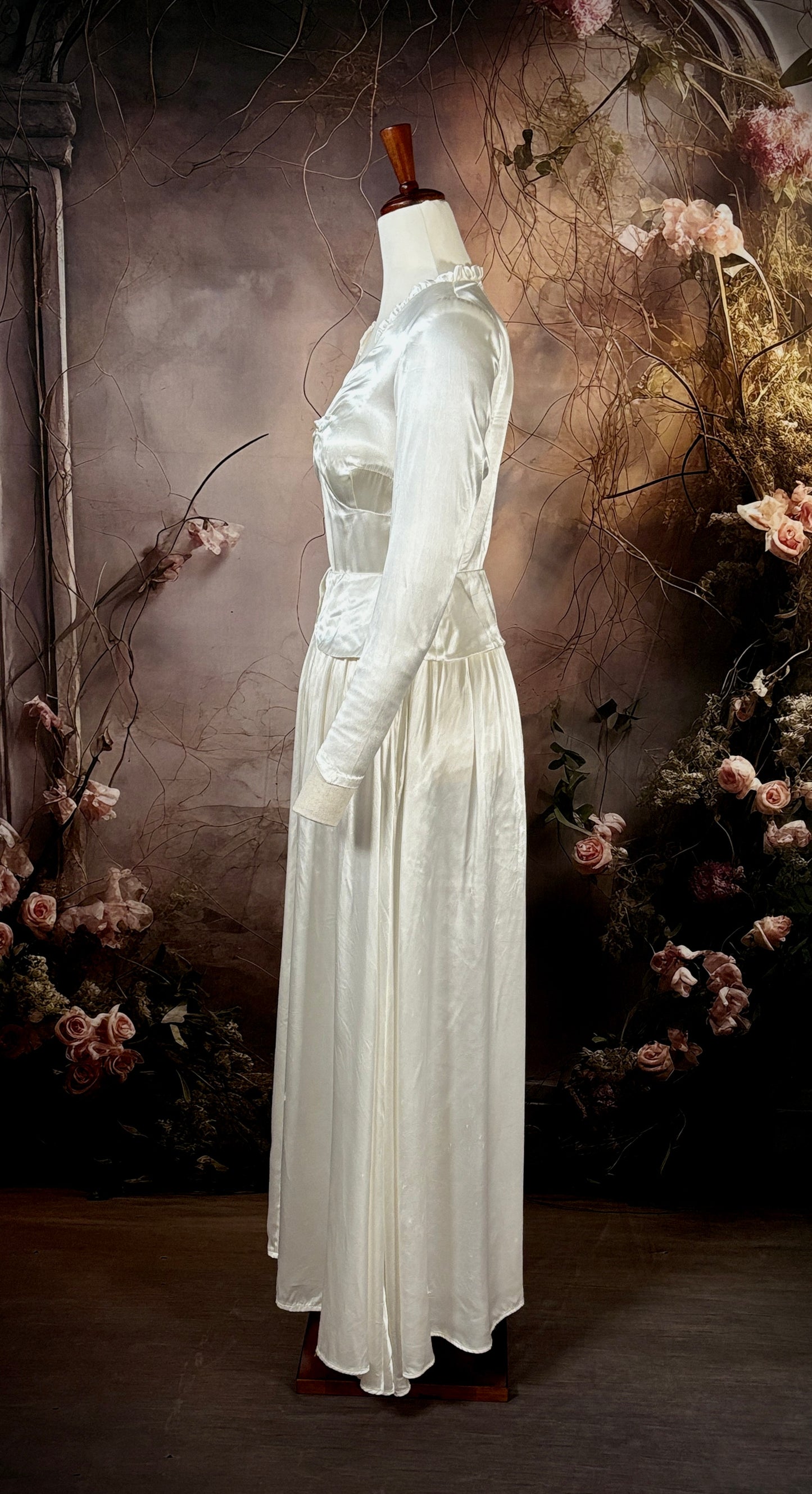 1930s Bias Cut Liquid Satin Wedding Dress