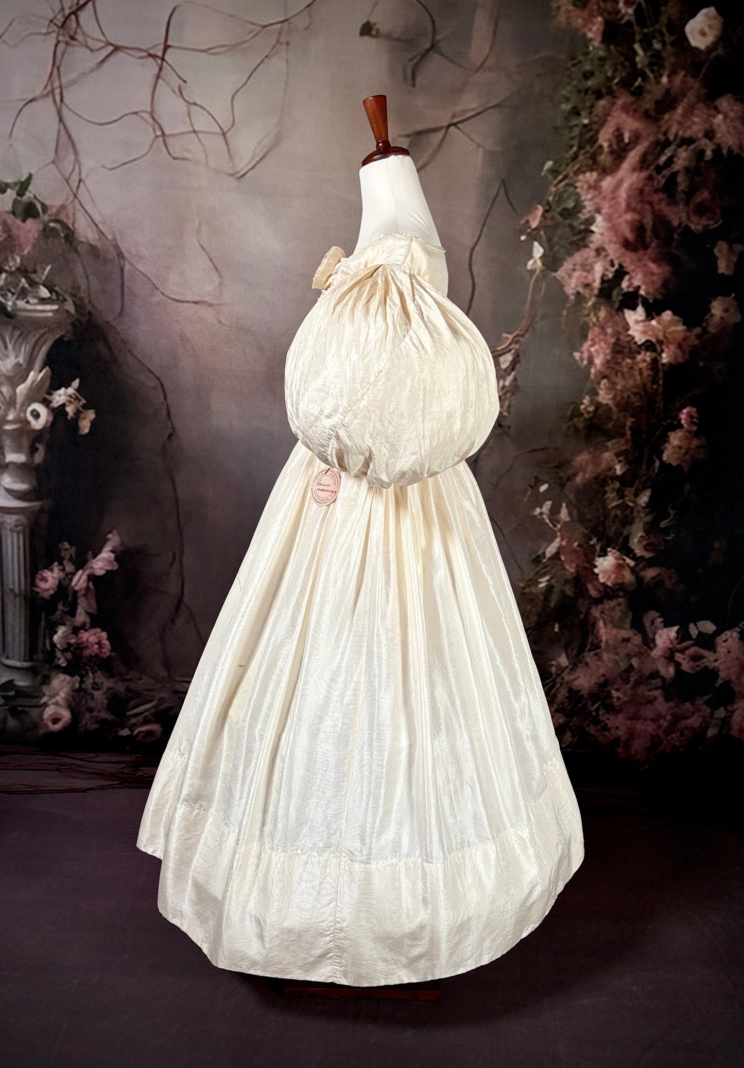 1835 Moiré Silk Dress w/Balloon Sleeves "Museum Deaccession"