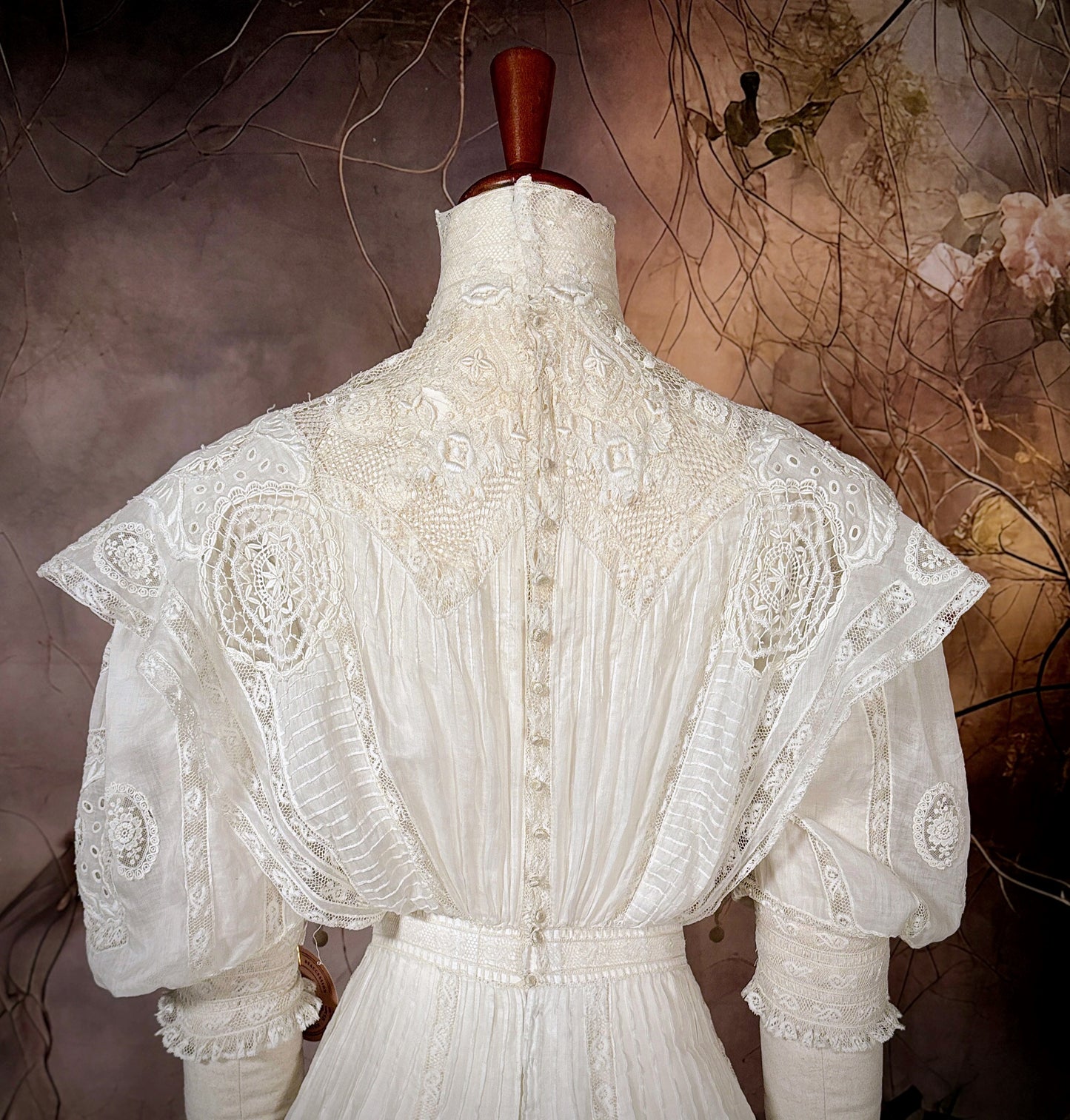 1905 Cotton Batiste Lingerie & Lace Dress W/Trailing Train “Museum Deaccession”