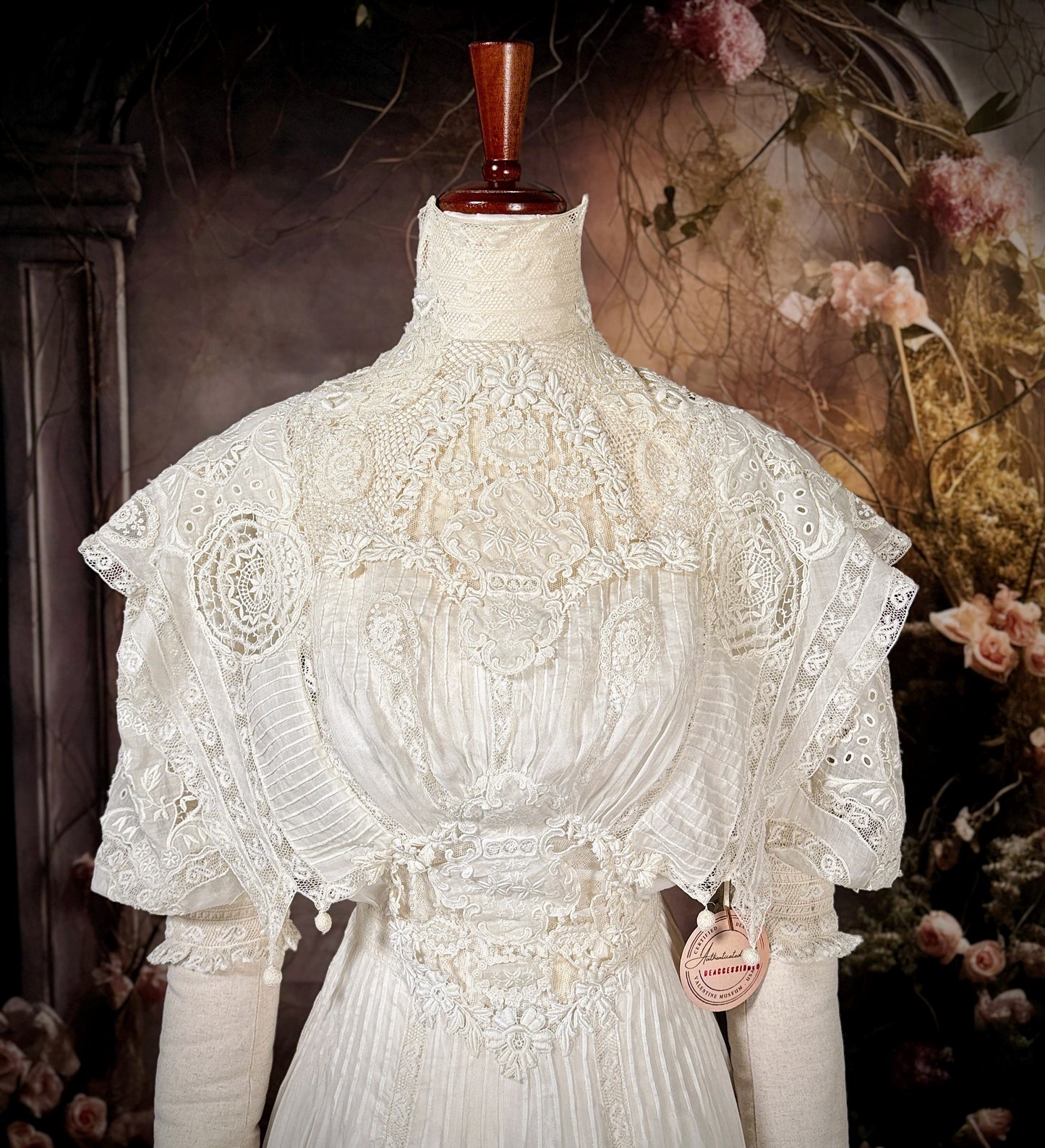 1905 Cotton Batiste Lingerie & Lace Dress W/Trailing Train “Museum Deaccession”