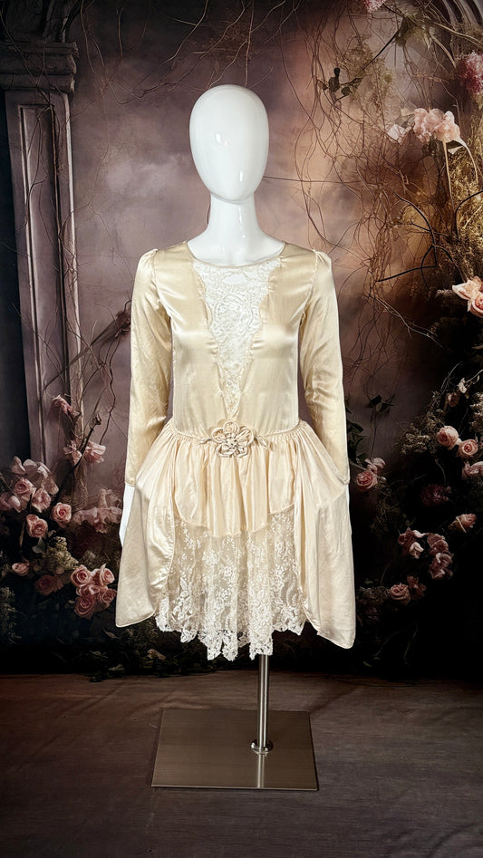 1920s Bias Cut Silk & Lace "Robe De Style" Wedding Dress