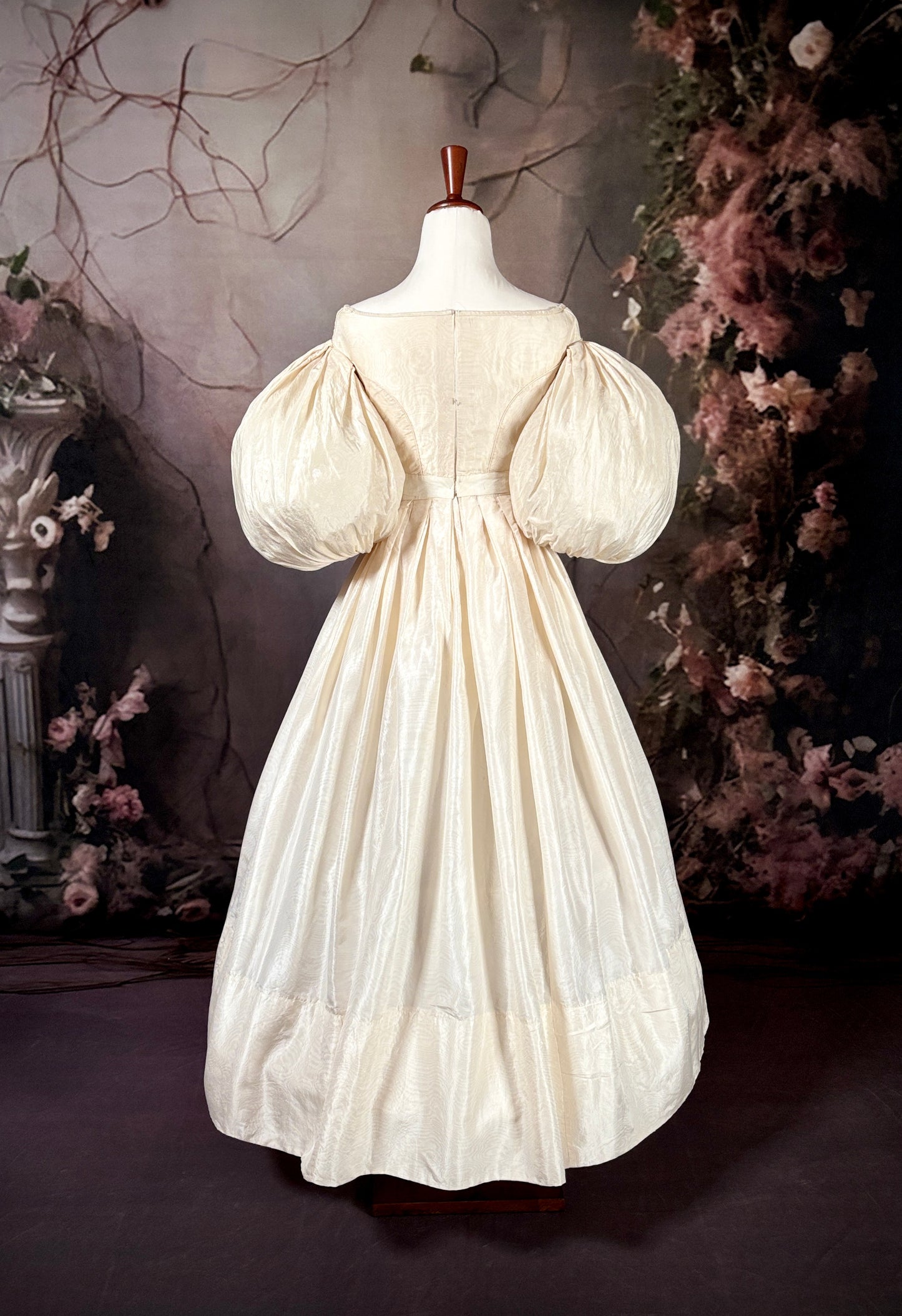 1835 Moiré Silk Dress w/Balloon Sleeves "Museum Deaccession"