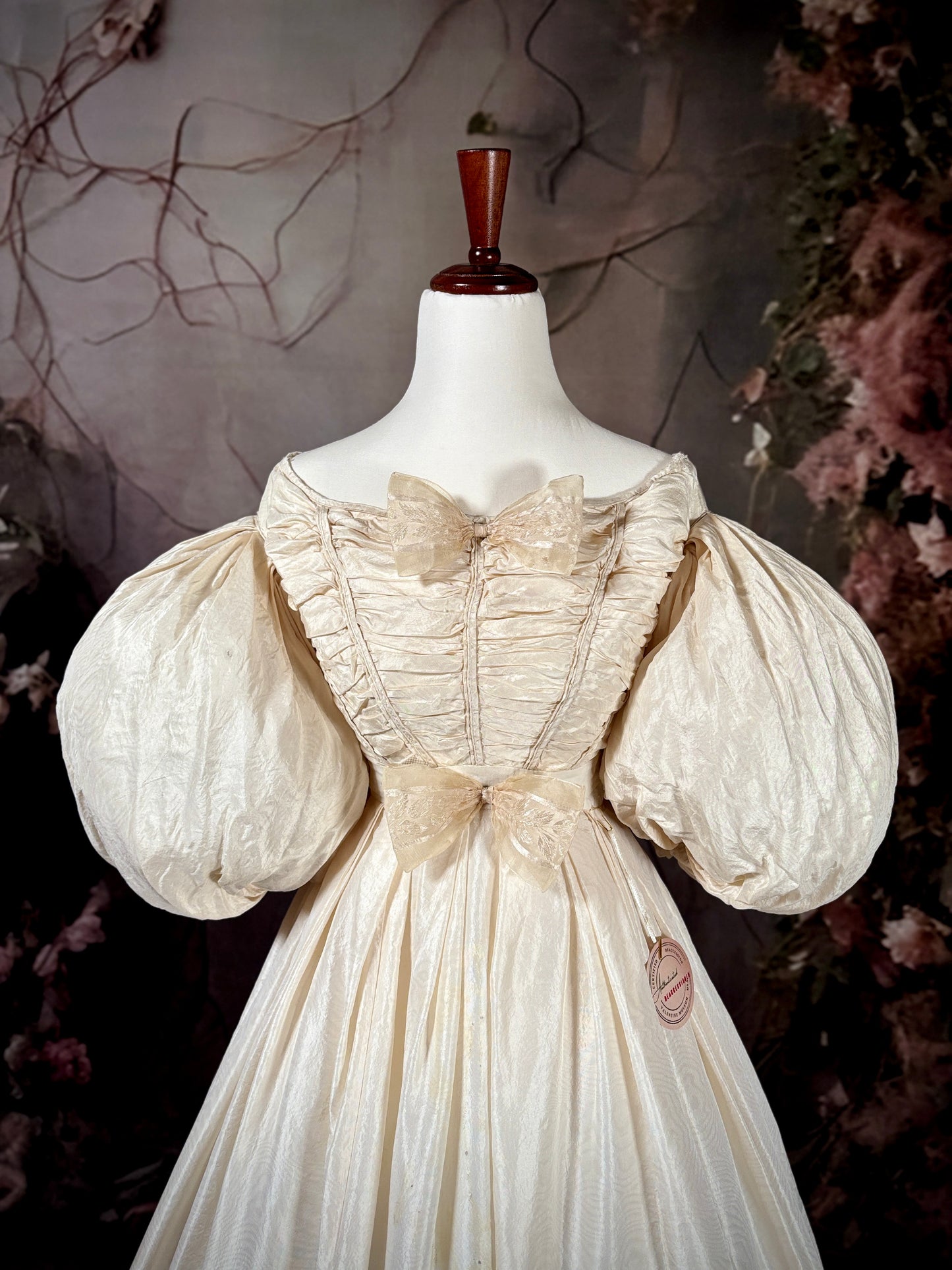 1835 Moiré Silk Dress w/Balloon Sleeves "Museum Deaccession"